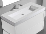 Madeli 42 Inch W x 22 Inch D Solid Surface Trough Sink & Countertop - Glossy White - XTU2245-42-100-WH